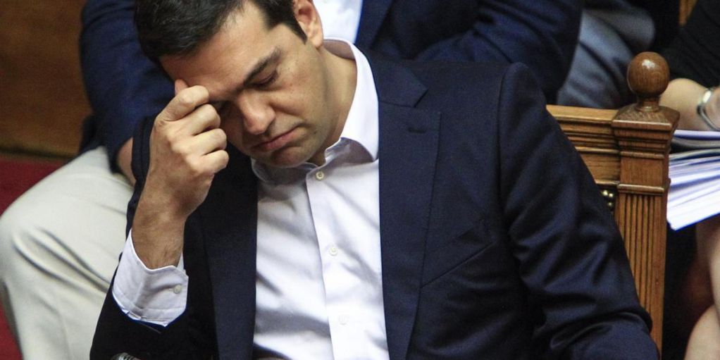 Greece's Prime Minister Alexis Tsipras attends an emergency Parliament session for the government?s proposed referendum in Athens on Saturday, June 27, 2015.