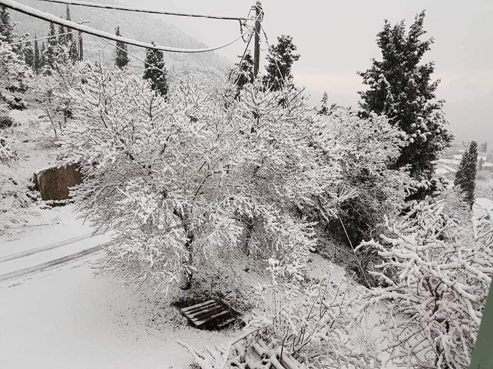 Χωμένη στο χιόνι για τα καλά η Λευκάδα – Φωτογραφίες